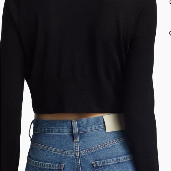 Black Long Sleeve Top with Rhinestone Bow NWT - Picture 3 of 4